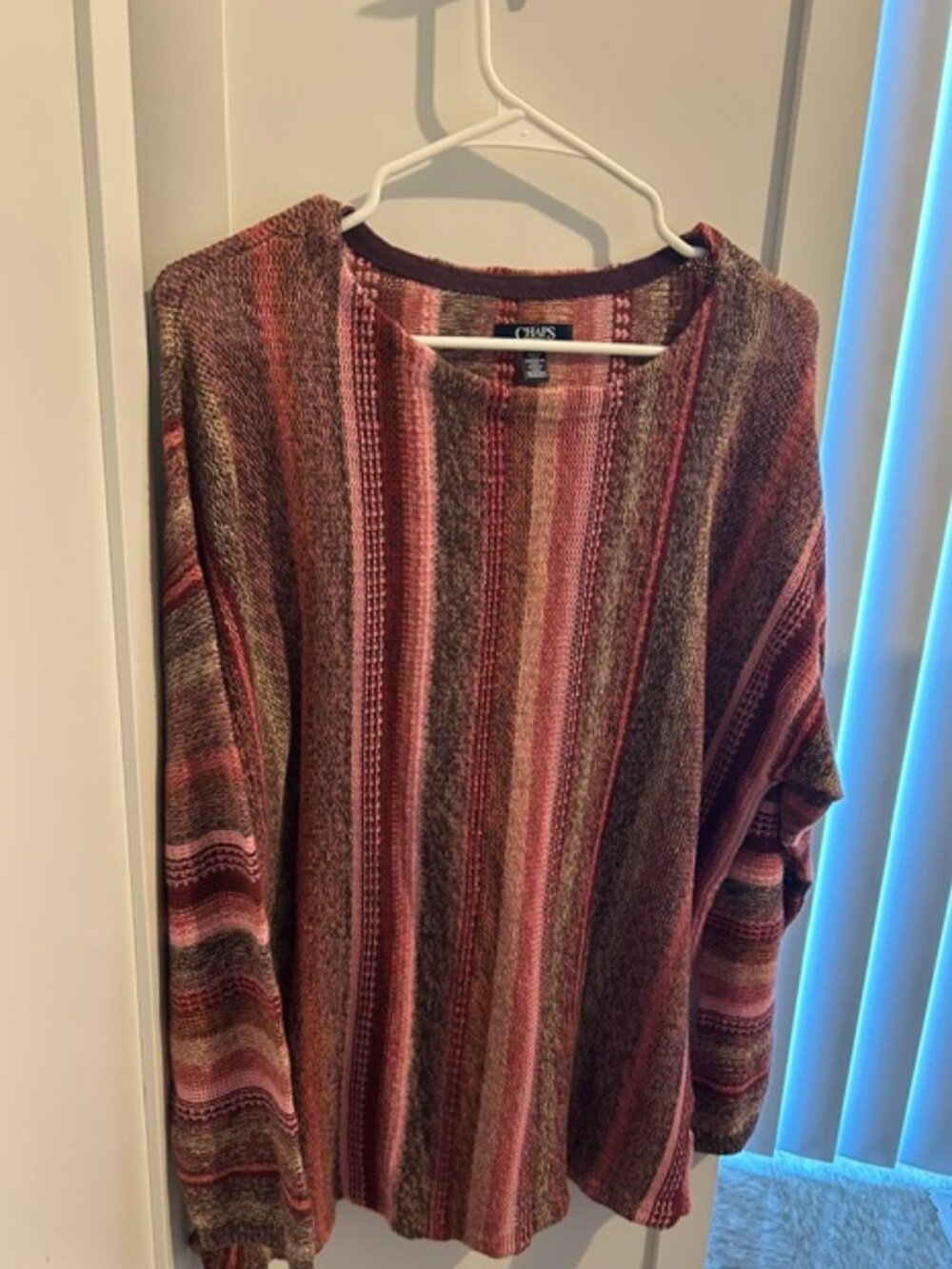 Chaps Vintage Pink Burgundy Long Sleeve XL Cotton Linen